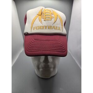 Vintage Football Trucker Hat Mesh Snapback Burgundy Tan Nissun Cap USA